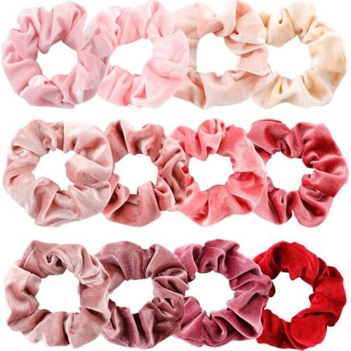 New 12pcs Velvet Scrunchie Women Girls Elastic Hair Rubber Bands Accessories For Women Tie Hair Ring Rope Ponytail Holder
