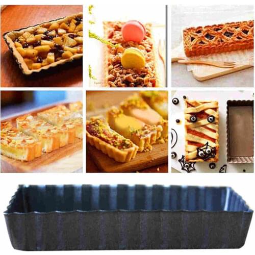Removable Bottom Quiche Tool Black Rectangle Fluted Pie Tart Pan Mold Baking Nonstick