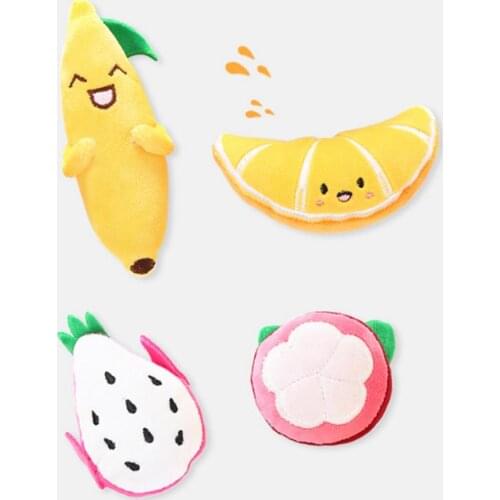 Cute Creative Cat Kitten Cartoon Fruit Shaped Plush Toy Bite-resistant Chewing Pet Cats Toys Accessories Supplies Products