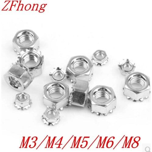 M3 M4 M5 M6 M8 Steel with zinc Keps nut Multi tooth K-type gear toothed lock nut, Inch Thread, SUS 304 K nut