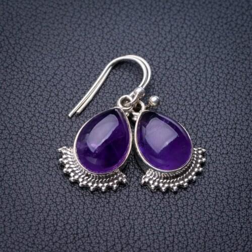 StarGems Natural Amethyst Handmade 925 Sterling Silver Earrings 1.25" E1194