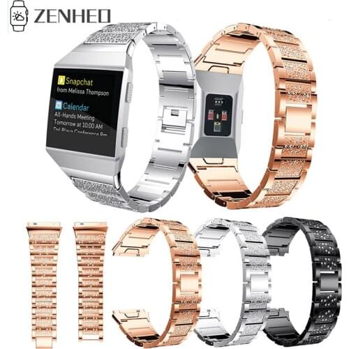 Rhinestone Watchband Luxury Stainless Steel Bracelet Watch Band For Fitbit Ionic Wrist Strap