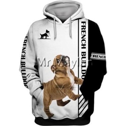 Personality Fashion Animal French Bulldog 3D Printed Graphic Hoodie Men/Women Zip Hooded Streetwear Oversized Sweatshirt 5XL-422