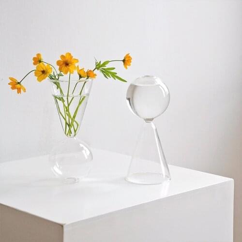 Flower Vase for Table Decoration Living Room Decorative Vase Fleur Flowers Arrangement Desktop Dried Flower Glass Vase