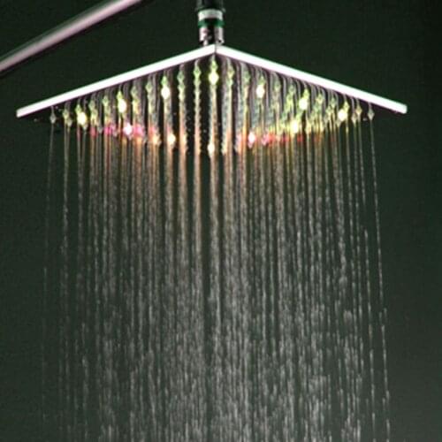 X15241 - Luxury 10 Inch No Need Battery Brass Led Light Square Rainfall Shower Head