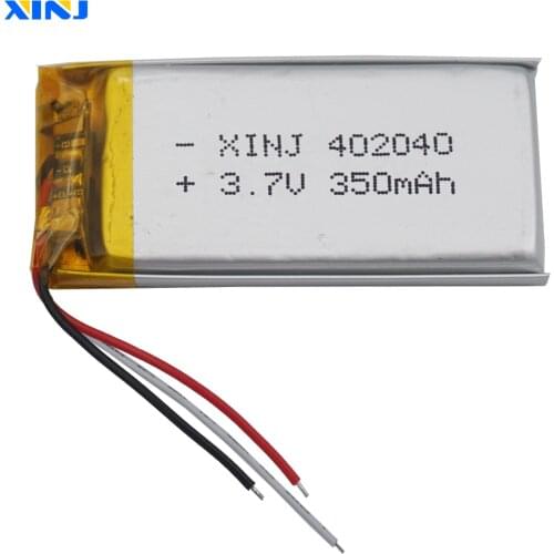 XINJ 3.7V 350mAh 3wires for thermistor Lithium Polymer Li-Po Battery 402040 For MP3/MP4 DVC DVR Camera E-book Bluetooth device