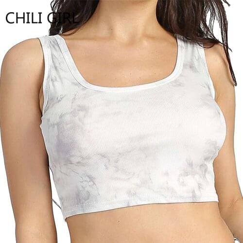 Womens Ribbed Tank Tie Dye Racerback Camisole Round Neck Sleeveless Slim Fitted Crop Tops Casual Workout Tees Blouses