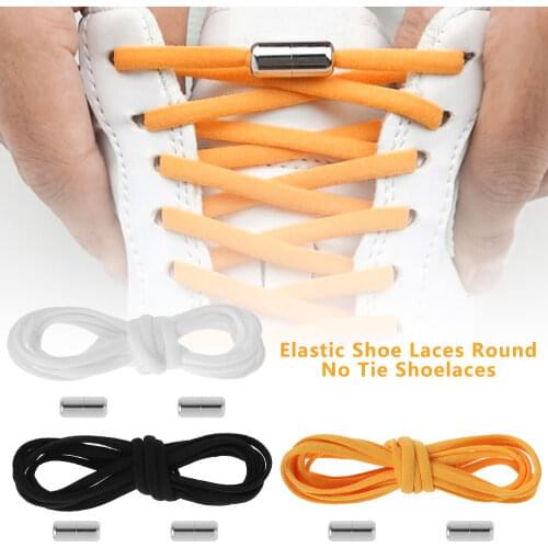 1Pair Elastic No Tie Shoelaces Metal Lock Shoe Laces Lazy Lock Laces Shoe Strings for Kids Adult Sneakers Semicircle Shoestrings