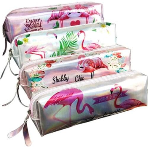 1pcs Flamingo Pencil Pouch Cartoon Stationery Pen Bag Cute Pictures Pencil Case Student Gift Korean Bag School Supplies