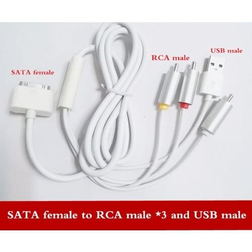SATA female one minute four extension cable SATA female to RCA male *3 and USB male *1 extension cable 1pcs Free shipping