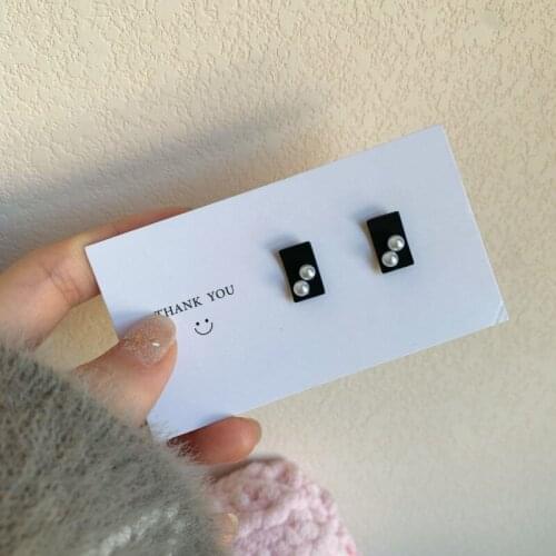 2021 Fashion Vintage Pearls Geometric Square Stud Earrings For Women Contracted Clip On Earring No Pierced Non Piercing Jewelry