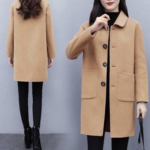 2021 autumn winter womens new style plus cotton thick woolen woolen coat mid-length slim slim fashionable woolen blazer s523