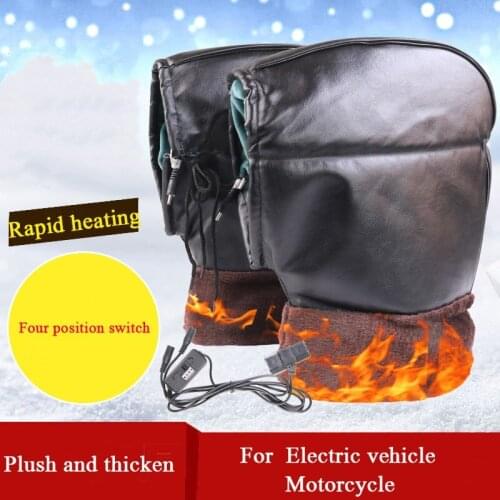 Electric Car Heating Handle Cover Motorcycle Electric Heating Handle Cover Heating Handle Battery Car Charging Winter Warm Plush