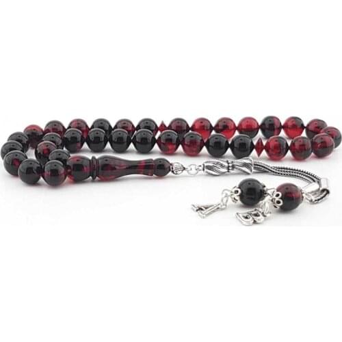 Rosary with 925 Sterling Silver Tassel and Fire Amber Stone Natural Stone Beads Middle East Prayer Islamic Muslim Tasbih