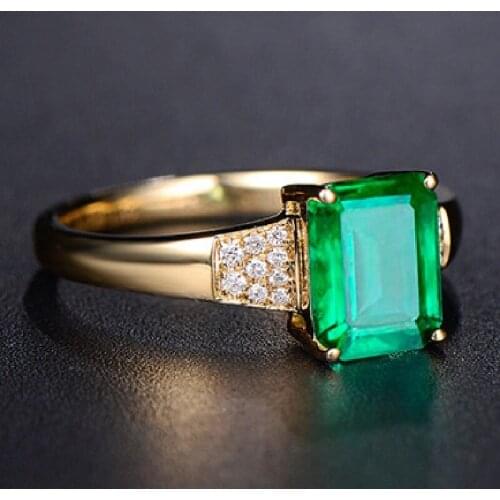 European And American Temperament Inlaid AAAAA Zircon Emeralds Plated 24K Gold Open Ring Female Jewelry Live Mouth Ring
