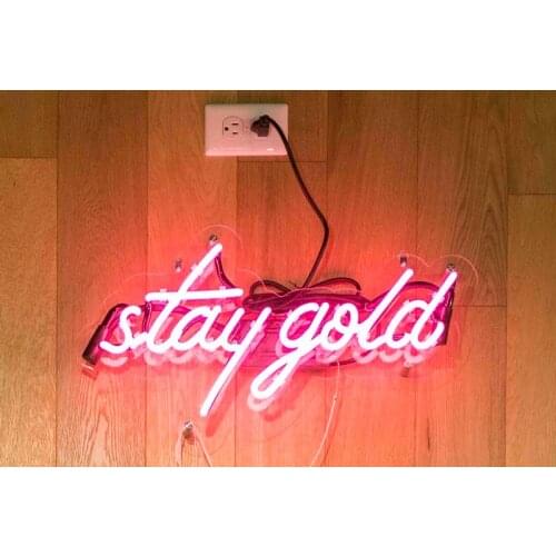14“ Stay Gold With Curved Acrylic Custom Neon Light Lamp Sign Beer Bar Handmade Decorate Home Wall Room Windows Tube Artwork
