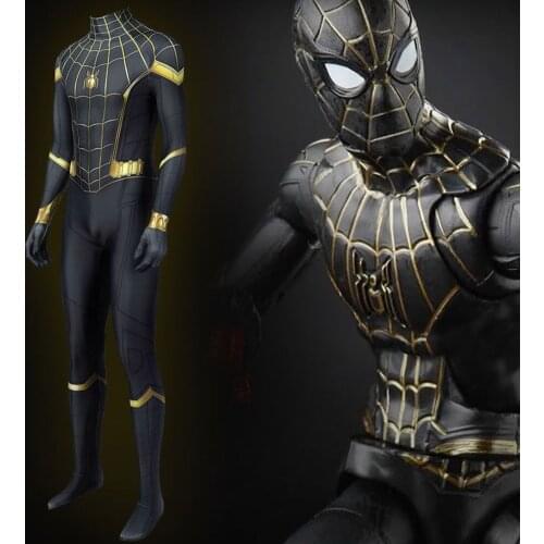 Peter Parker Cosplay Costume Spider Black Jumpsuit Outfits Halloween Carnival Suit