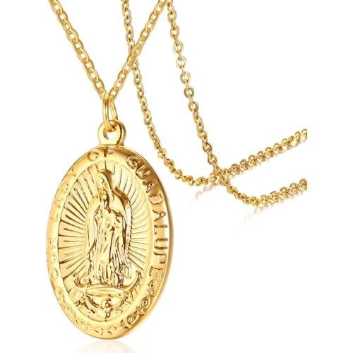 2021 Titanium Steel Hip Hop Virgin Pendant Gold European And American Religious Jewelry Necklace Suitable For Women And Men