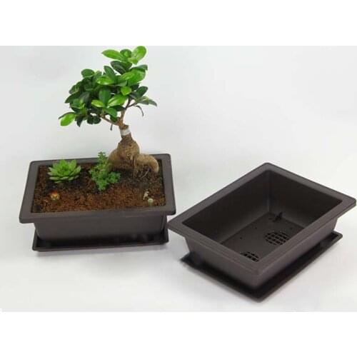 Antique Flower Pot Balcony Square Plastic Pots Imitation Rectangle Plant Pot Flower Bonsai Bowl Nursery Basin Planter Macetas