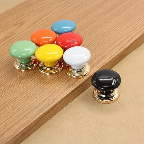 FAST SHIPPING 38MM Colored Ceramic knobs on gold finish zinc alloy base Cabinet Knobs Drawer Knob Cabinets Cupboard Knobs