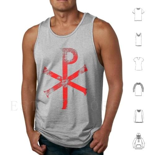 Chi Rho Tank Tops Vest Sleeveless Byzantine Chi Rho Cross Labarum Christogram Jesus Christ Chrismon Christian Symbol