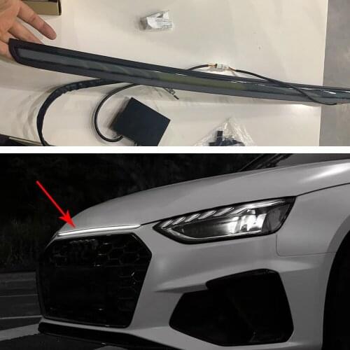 Car Modification For Audi A4 B8 A5 2020-2021 Front Through Headlights Front Bumper Daytime Running Lights LED Flash Lamp White