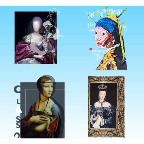Popular European Paintings Stickers Printed Decoration Patches for Clothing DIY T-shirt On Clothes Applique Decor