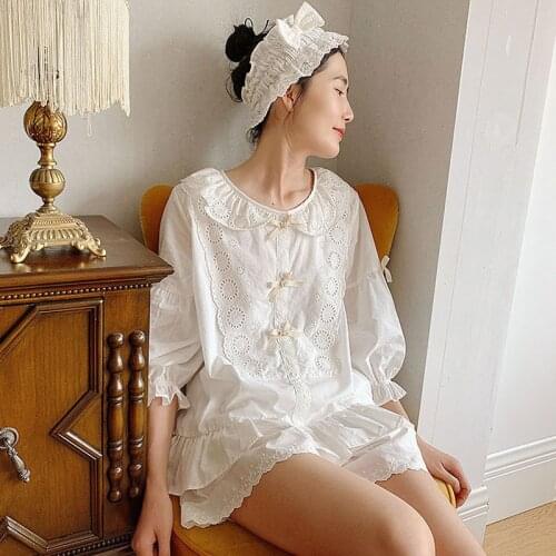 New Pregnant Women Pajamas Set Spring Summer New Thin Lace Long Sleeve Cute Sleepwear Casual Homewear Female Pyjamas