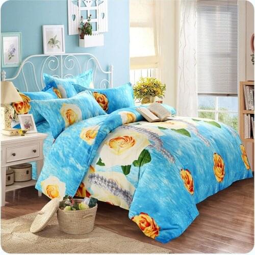 New European-style 3D Rose Flower Bedding Set Textile Bedding Sets Butterfly Wholesale Hotel Double Girls Bed Cover Set