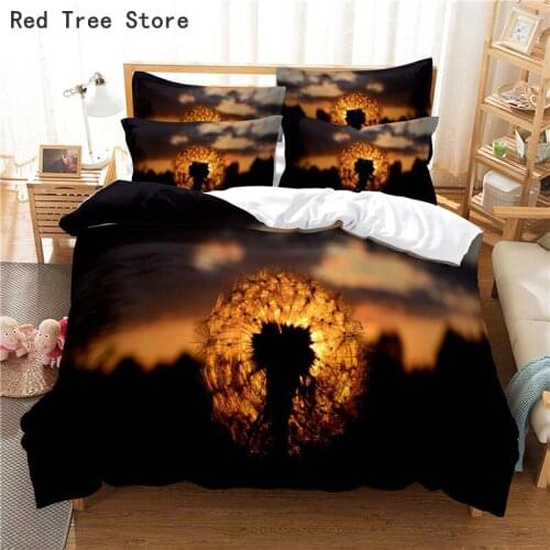 Dandelion In Sunset Beautiful Scenery Bedding Set 3d Printing Duvet Cover Bed Linen Queen King Size Custom Design Kid Bedclothes