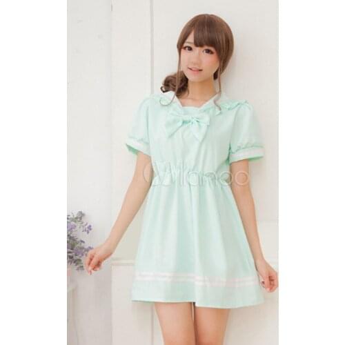 A-line Dress Women Sweet Kawaii Japanese Style College Autumn New Sailor Collar Patchwork Bow Fashion Leisure Loose Popular Chic