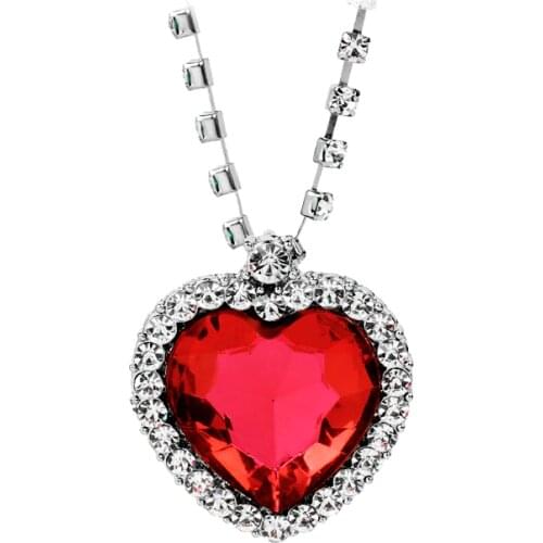 Titanic Double Heart Of the Sea Nacklace pendant Blue Red Jewelry Statement Necklace Vintage Pendant Lady Dress Accessories