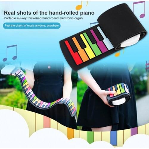 49-key hand-rolled piano portable folding and flexible rainbow electronic piano color electric reel piano Friendly heavy music