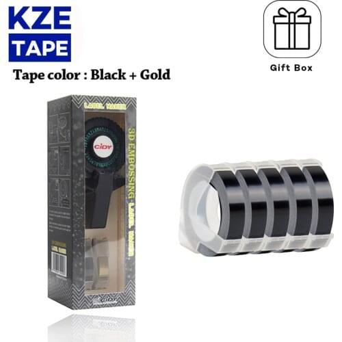 （Free 2 ribbons）Black for motex e101 label printer with 9mm Embossed label manual maker/typewriter dymo engraving label maker