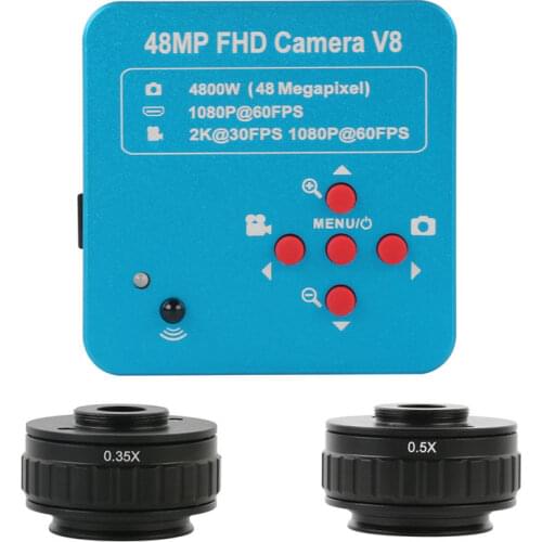 2K 38MP HDMI USB Industrial Electronic Digital Microscope Camera +0.5x 0.35x Trinocular Stereo Microscope C Mount Adapter Lens