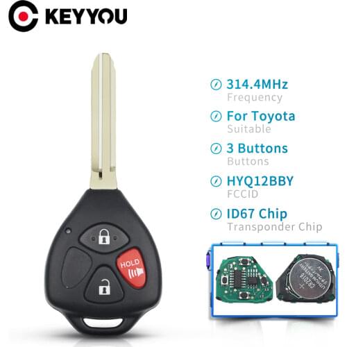 KEYYOU 3 Buttons 314.4Mhz HYQ12BBY ID67 Chip Smart Remote Car Key Fob For Toyota RAV4/Hilux/Camry Car Auto Remote Contol Key