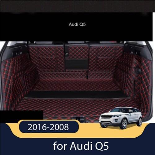 Luxury Leather Car Trunk Mat for Audi Q5 2016 2008 waterproof cargo liner mats boot carpets Automotive interior accessories