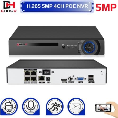 H.265 4CH NVR POE 5MP HDMI 4K HD Output IP Network Video Recorder For IP Camera Motion Detection WIFI View CCTV NVR Recorder 4C