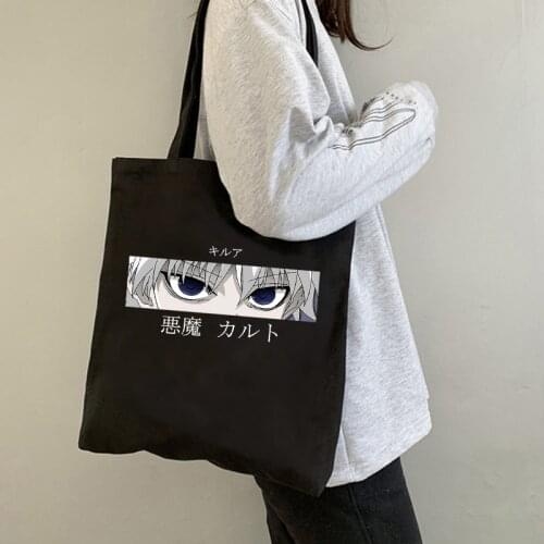 Japanese Anime hunter x hunter Eco Canvas Shopper Bag Manga Tote Harajuku Women Shoulder Bag Killua Zoldyck Hisoka Shopping Bag