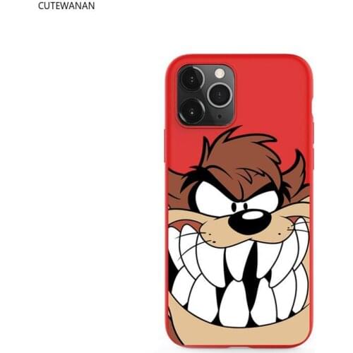 Tasmanian Devil Phone Case For iPhone XS MAX 11 Pro X XR 7 8 6 Plus Candy Color red Soft Silicone Cover