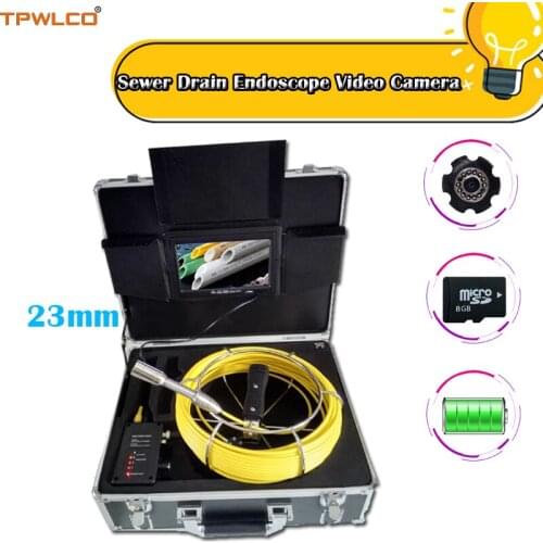 Sewer Drain Endoscope Video Waterproof Camera System With DVR 20-50m Cable Diameter 23mm 7inch LCD Display Surveillance Camera
