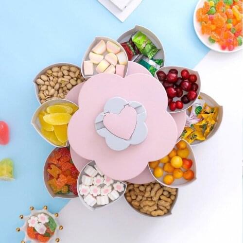 Rotating Fruit Bowl Candy Box Dried Fruit Box Grid Fruit Plate Melon Tray Home Fruit Plate European Snack Box