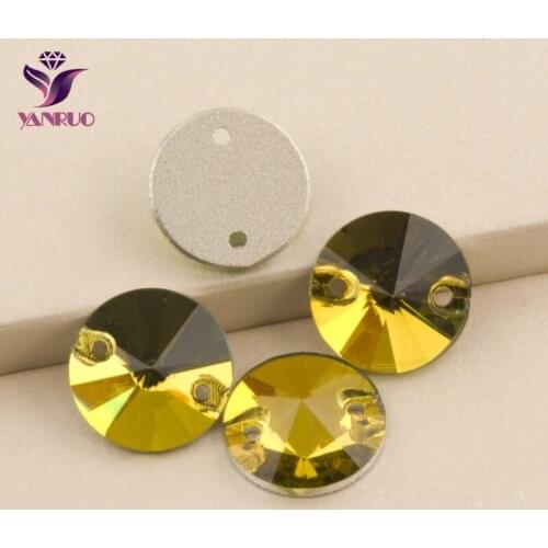 YANRUO 3200 Rivoli Light Topaz Sew on Rhinestones Crystals Stones Sewing Flatback Yellow Crystal for Needlework Accessories
