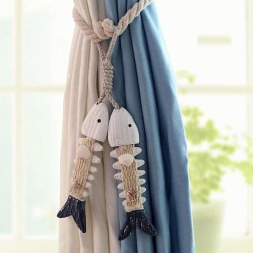 Fish Curtain Tiebacks Tie Backs Holdbacks Buckle Clips Accessory Home Decor Curtain Decorative Accessories Mediterranean style