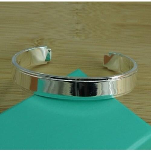 925 Sterling Silver Smooth Round Open Bracelets Bangles For Women Minimalism Lady Fashion Wedding Engagement Jewelry Gift