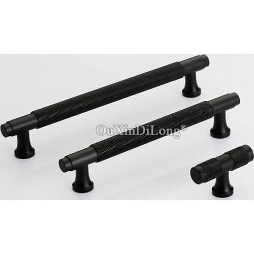 1PCS Aluminum Gold/Black Knurled/Textured Kitchen Cabinet Knobs and Handle Drawer Pulls Bedroom Knobs T Bar Cabinet Pulls GF516
