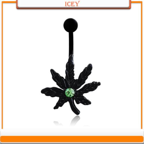 Exquisite diamond maple leaf belly ring allergy friendly du qi ding belly button