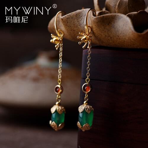 Natural Freshwater Pearl Earrings, Long Simple Sen Earrings, Classical Original Jewelry Women