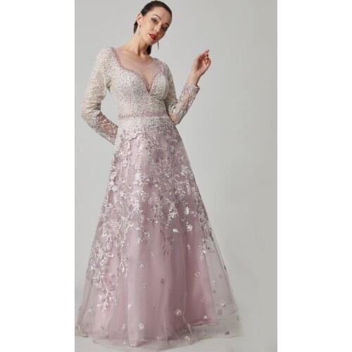 2021New Design High Collar Sleeveless Diamond Long Evening Dress Pink Color