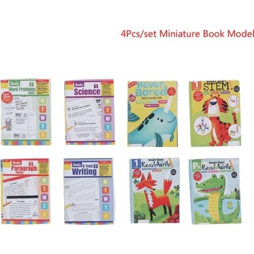 4Pcs Miniature Excercise Books Paper Notebook Doll House Decoration Accessories Dollhouse Kids Toys Gift